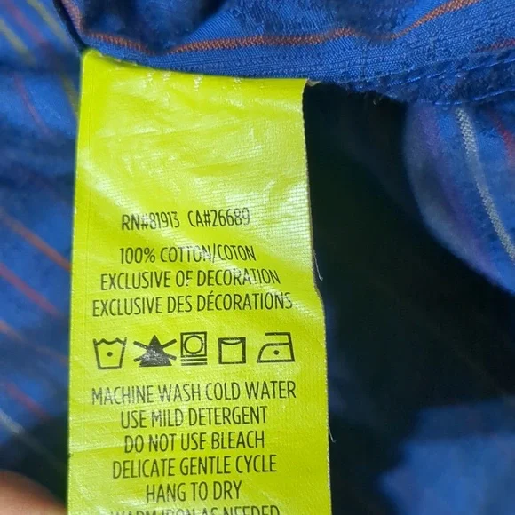 Robert Graham Shirt Blue Yellow Striped Paisley Abstract Flip Cuff Men's Sz L - Picture 10 of 11